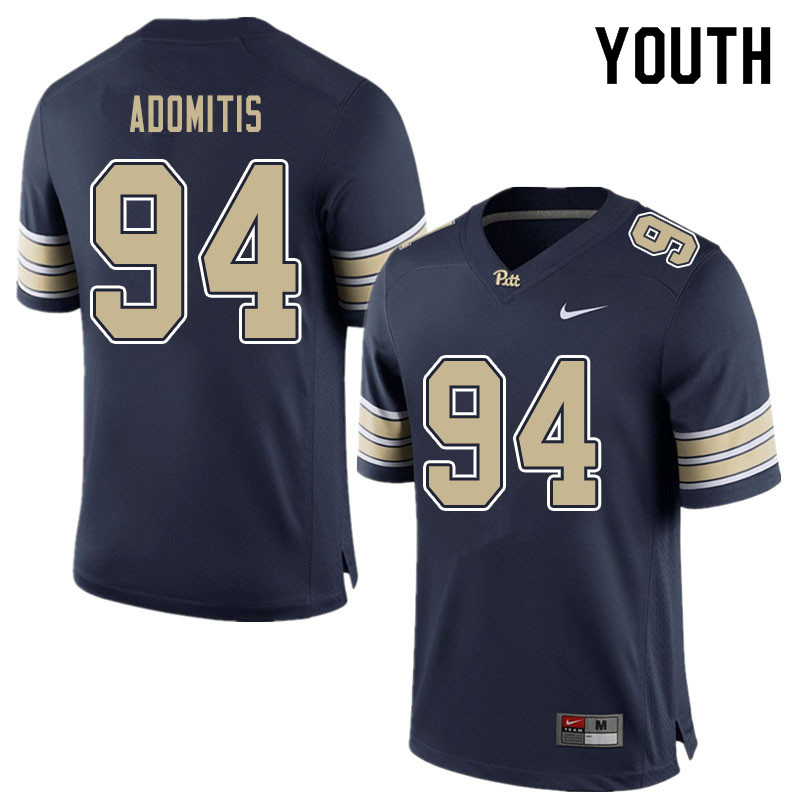 Youth #94 Cal Adomitis Pitt Panthers College Football Jerseys Sale-Blue